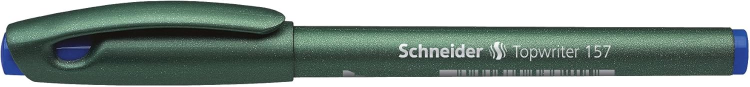 Schneider Topwriter 157 Fiber Tip Pen, 0.8 mm, Green Barrel, Black Ink, Box of 10 Pens (115701) : Office Products