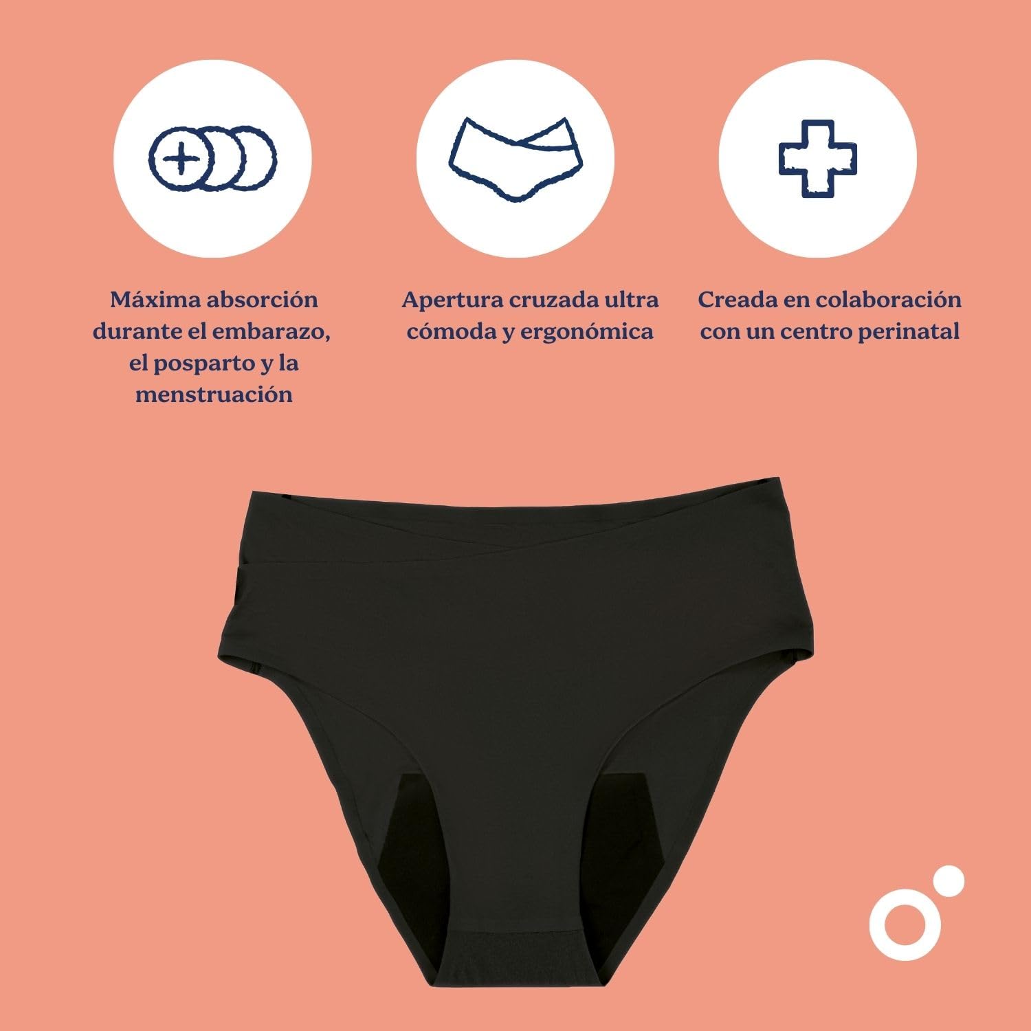 Doomoo Braguitas posparto XS/S/M: Ideal para el Postparto y Durante la menstruación, ultraabsorbente, protección Durante 12 h, Suave y elástica, imprescindible para el posparto, Color Negro