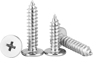 Qrity M3.5x12mm Phillips Flat Head Self Tapping Screws, Ultra-Thin Head Cross Drive Wood Screw, 304 Stainless Steel Fastener for Wood, Plastic and Metal, 20 Pcs