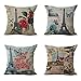 Juego de 4 Fundas de Almohada Francia París Torre Eiffel Estampado Algodón Lino Sofá Cojín Suave Funda de Almohada 45x45cm