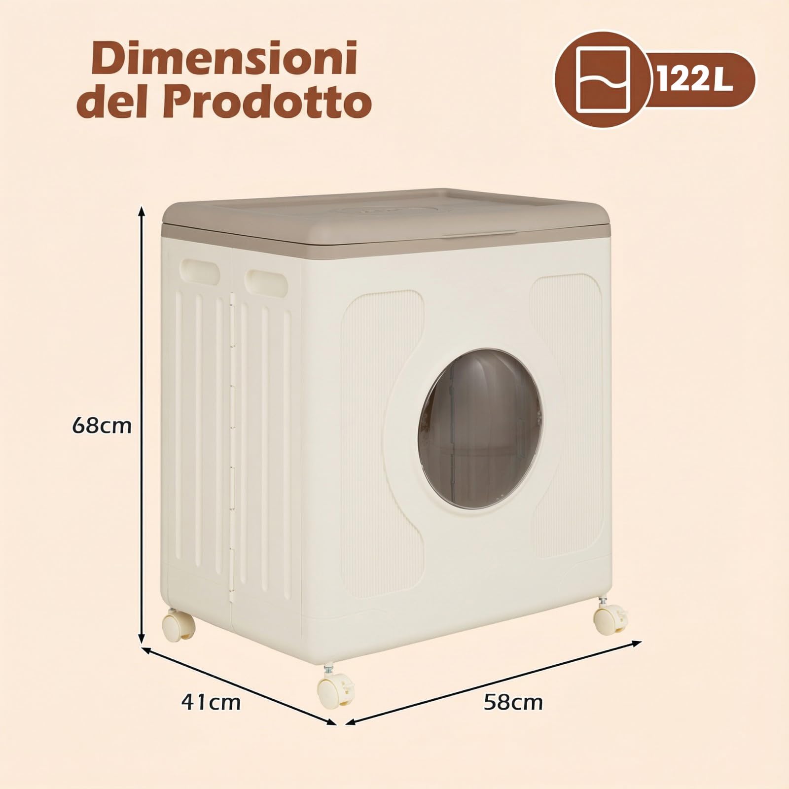 COSTWAY 45 L Scatola di Stoccaggio con Coperchio e Ruote, Contenitore per Bucato con Finestra Trasparente per Vestiti, Organizer Portatile in Plastica per Casa, Palestra e Camera da Letto (Grigio)