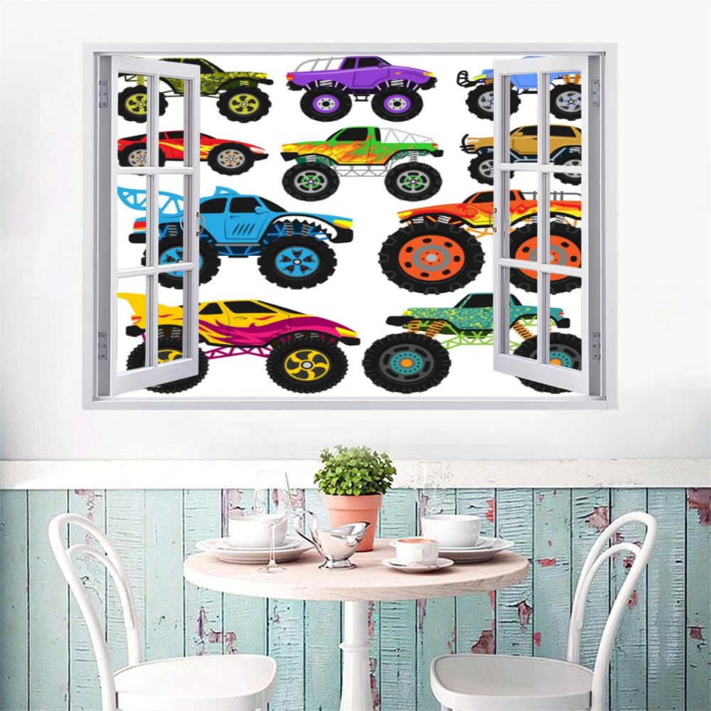 Adesivi Murali 3D Fracassati Auto Poster Rimovibile Per Arte Del Tatuaggio Da Parete Macchina Dei Cartoni Animati Fotomurali Decorazioni Per La Casa Camera Da Letto Per Bambini Decorazioni 120x80cm