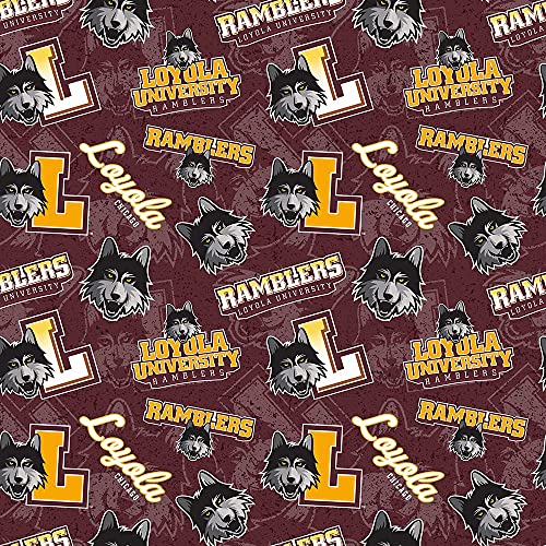 Premium Loyola Chicago Ramblers Tone on Tone Cotton Fabric - 100% Quilting Cotton by the Yard for Creative Projects