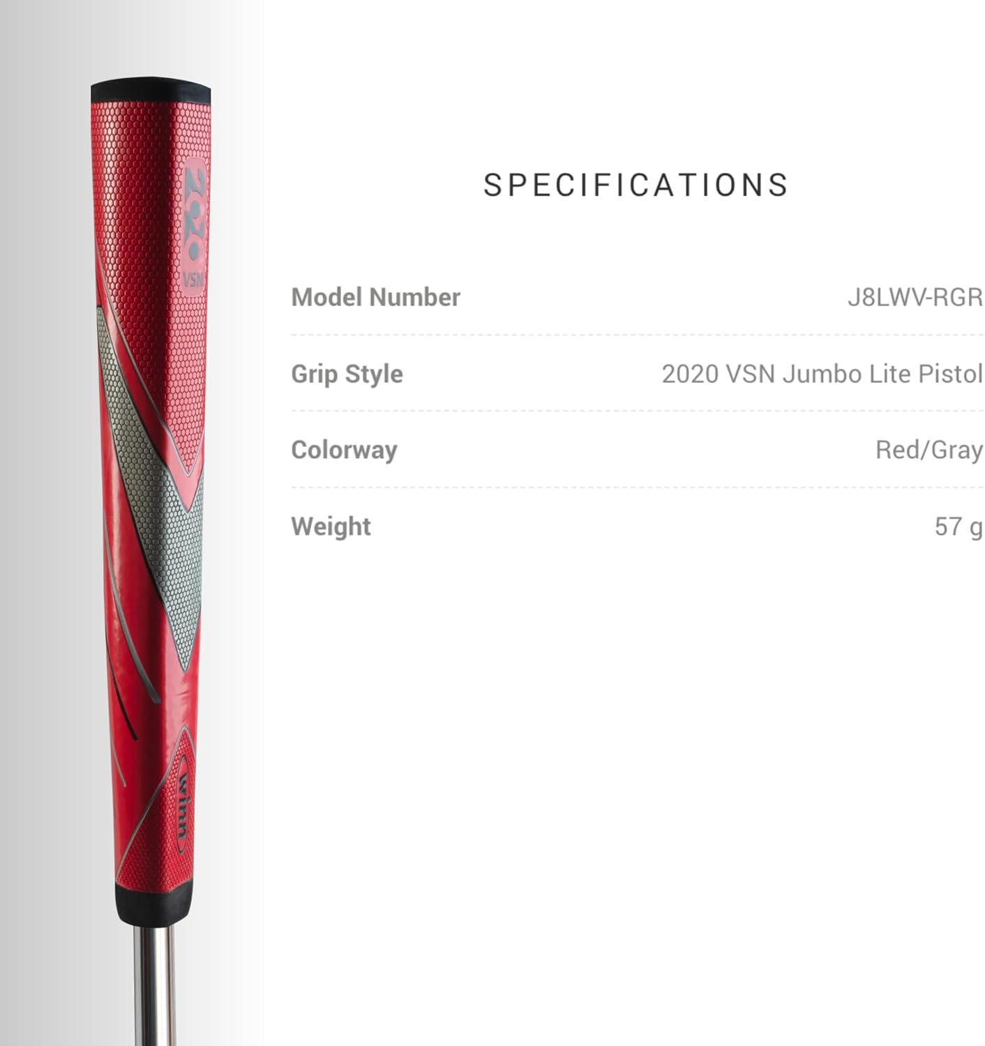 2020 VSN Jumbo Lite Pistol Putter Grip - Unmatched Feel & Performance | Winn's 2020·VSN Red Grips | Excel Polymer, Hexagon Pattern | Multiple Colors