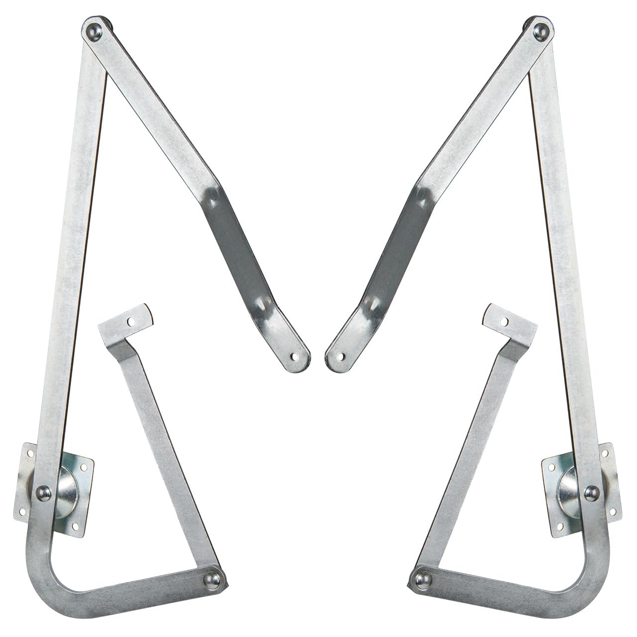 55-2 Attic Ladder Hinge Arms Replacement Kit, Compatible with Werner Mk5, WU2210, W2208, W2210, Silver, Thick White Zinc, Galvanized, Industrial, Modern, 1 Pair