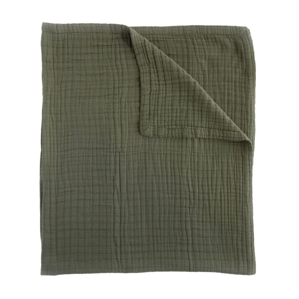 Little Unicorn Premium Quilted Throw | Super Soft, Multi-Layered Muslin XL Blanket| Great for Kids &amp; Families (Fern)