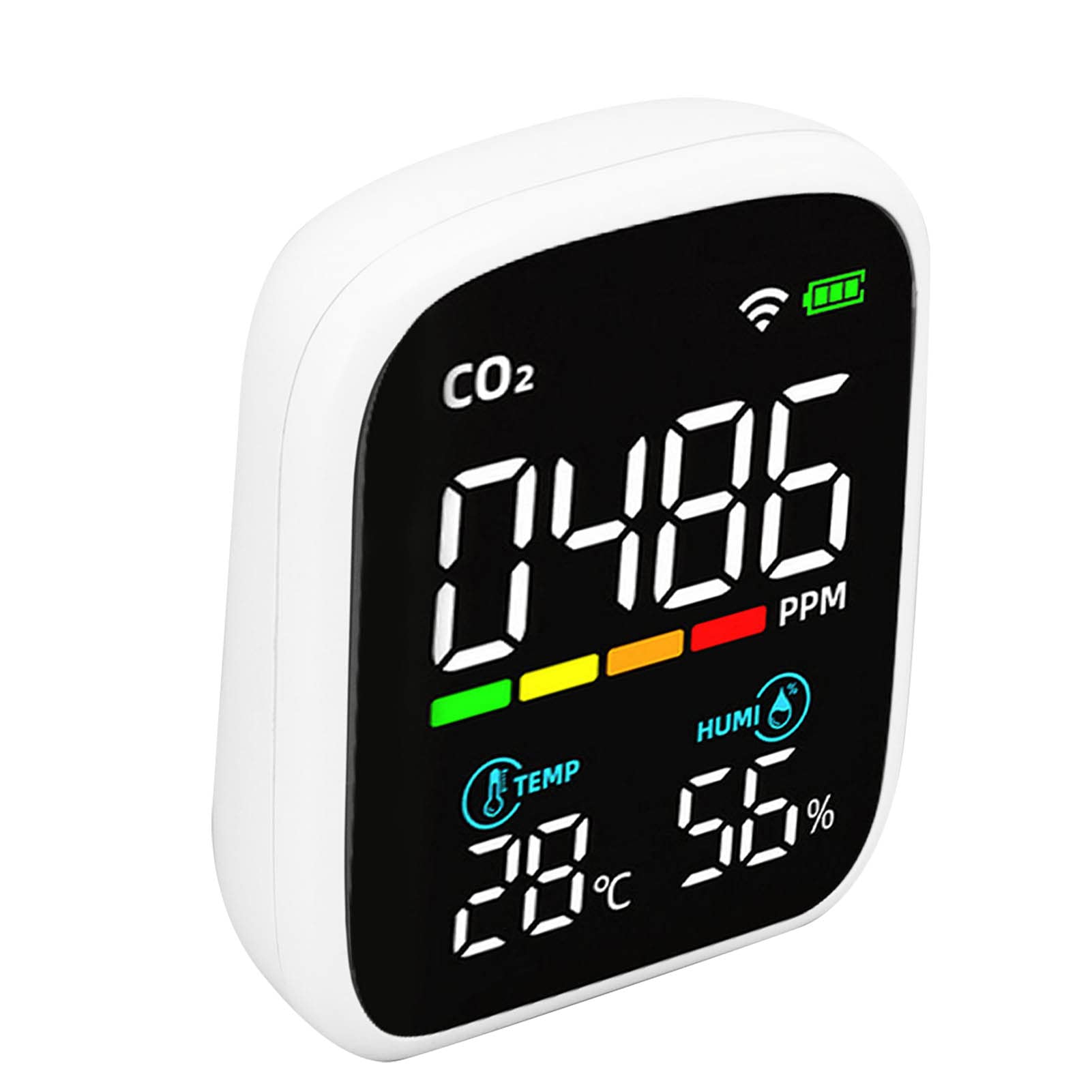 Fockety Monitor DE Calidad del Aire, Sensor NDIR ANTERFERENCIA Ajuste AUMÁTICO DE BILLO Monitor DE CO2 Incorporado WiFi Análisis Inteligente Medidor DE Calidad del Aire