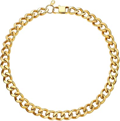 U7 Chunky Cuban Link Chain for Women, Stainless Steel Chain Necklace, Dainty 14K Gold/Silver Thick Trendy Punk Hip Hop Cuban Chain, 12mm/16mm/20mm