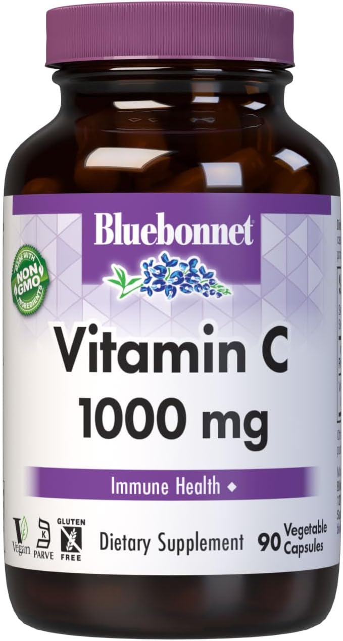 Bluebonnet Nutrition Vitamin C 1000 mg Vegetable Capsules, Ascorbic Acid, For Immune Health & Skin Health, Vegan, Vegetarian, Non GMO, Gluten Free, Soy Free, Milk Free, Kosher, 90 Vegetable Capsules Bluebonnet Nutrition Vitamin C 1000 mg Vegetable Capsules, Ascorbic Acid, For Immune Health & Skin Health, Vegan, Vegetarian, Non GMO, Gluten Free, Soy Free, Milk Free, Kosher, 90 Vegetable Capsules