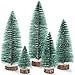 SUNREEK 5 Pieces Artificial Mini Christmas Sisal Snow Frost Trees with LED Fairy String Light, Bottle Brush Trees Plastic Winter Snow Ornaments Tabletop Trees for Christmas Party Home Decoration