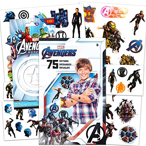 Avengers Marvel Tattoos - 75 Assorted Infinity War Temporary Tattoos Bundled with 1 Jumbo Sticker Decal