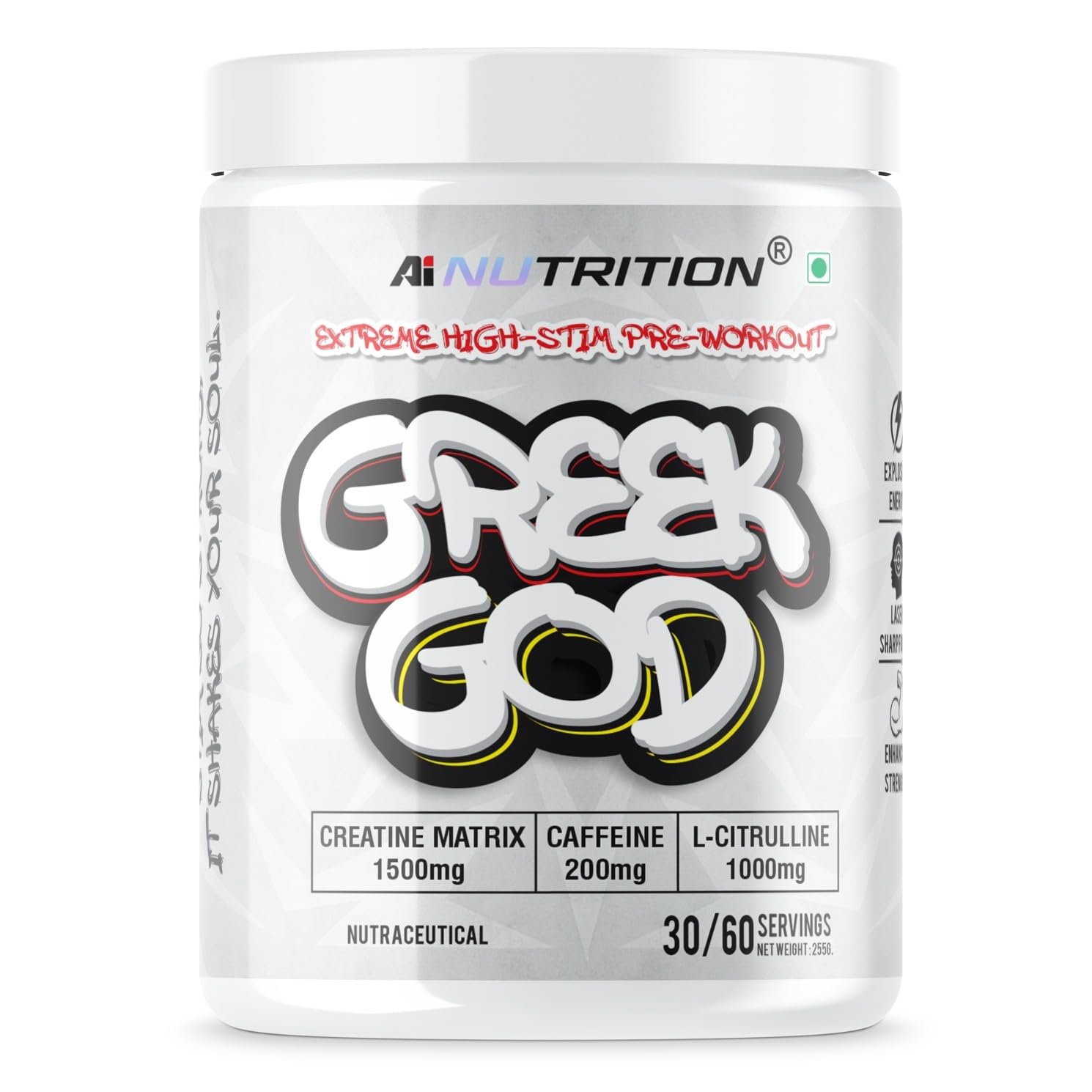 Greek God Pre Workout | Extreme High Stim | 200mg Caffeine, 3000mg Beta-Alanine, 1000mg Citrulline, Black Pepper Extract | Explosive Energy & Focus (15 Servings, Mango Strawberry) — Amazon image 9