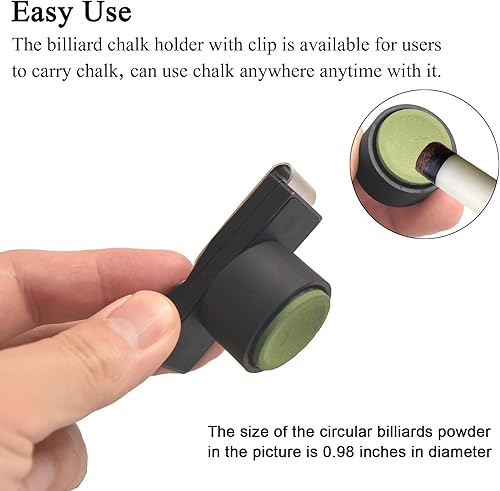 Miniatura 3 de LAKE OF FIRE Soporte de tiza para billar de billar, soporte de tiza para taco de piscina con clip magnético para cinturón, accesorios de billar