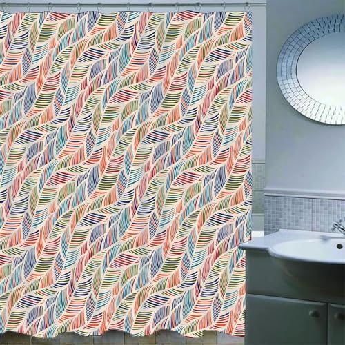 Rideau de douche lavable en polyester imperméable avec anneaux de fixation