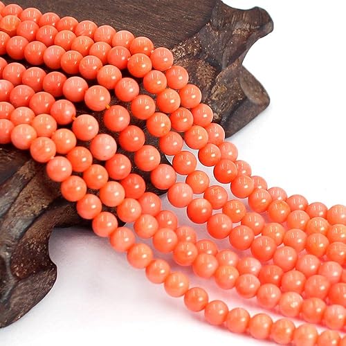 Miniatura 2 de Natural 2 3 4 6 8mm Round Orange Sea Bamboo Coral Gemstone Jewelry DIY Beads Strand 15 Natural Stone for Necklace Bracelet DIY Design (4mm)