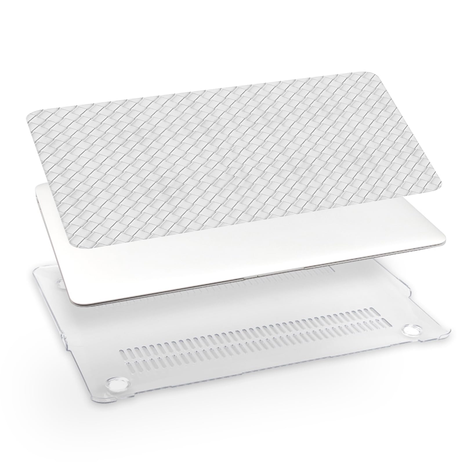 Miwasion Woven Fabric Case For MacBook Air 13 Inch (M1, 2020, 2019, 2018) With 2 Keyboard Covers - White Leather Look Hard Shell