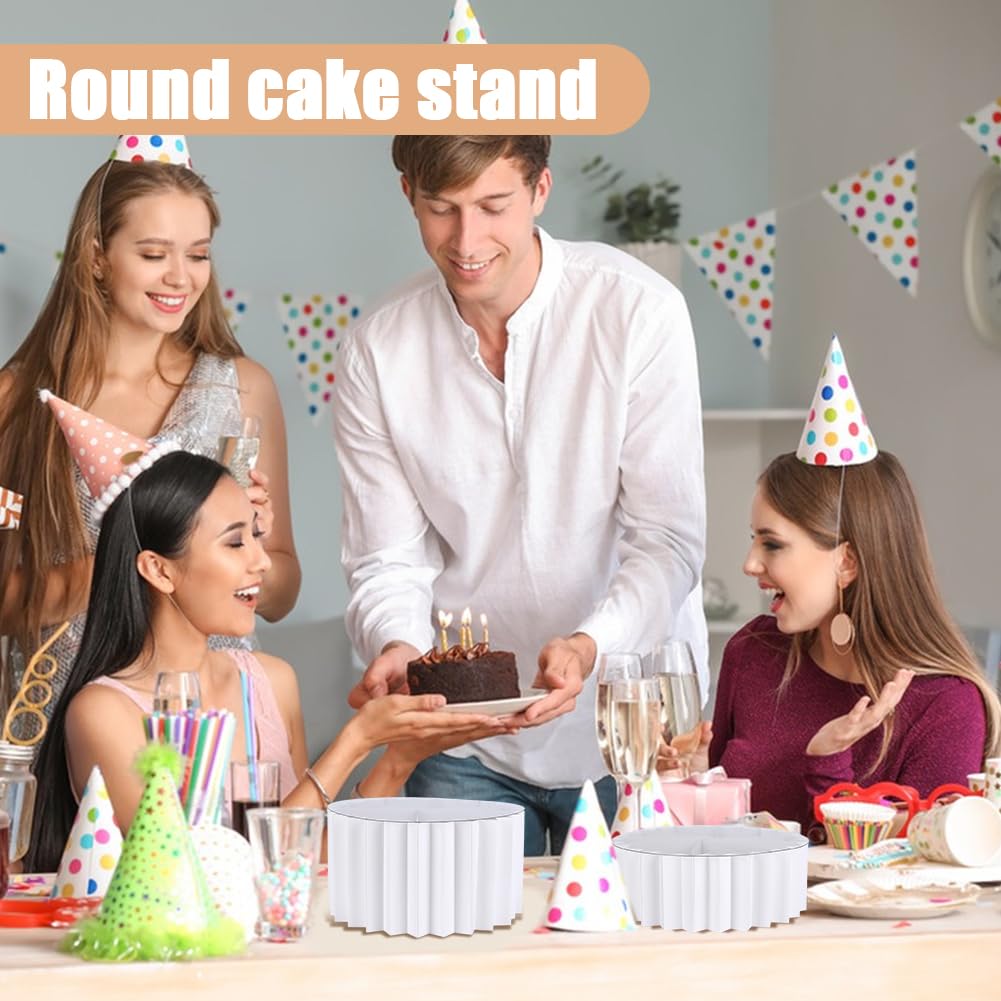 UNICRAFTALE Juego De 6 Columnas Plegables De Papel Para Buffet Con Tapa De Acrílico Soportes Redondos Y Bases Altas Blancas Para Exhibir Postres Pasteles Y Decoración De Fiestas