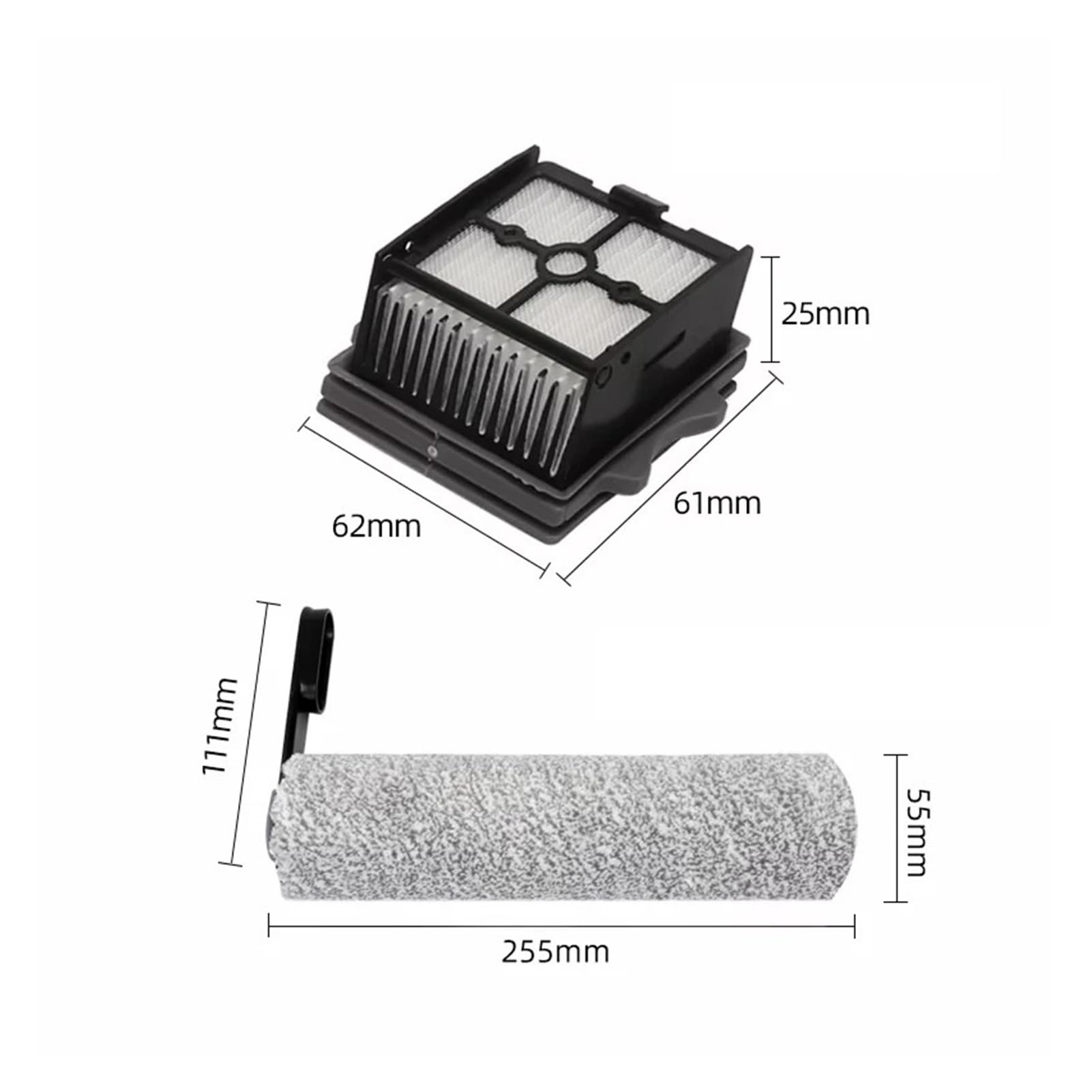Compatibile con Tineco Floor One Switch S6Stretch S6 Parti Aspirapolvere Asciutto e Bagnato Rullo di Consumo Spazzola Filtro HEPA Accessori(2 Main Brush)