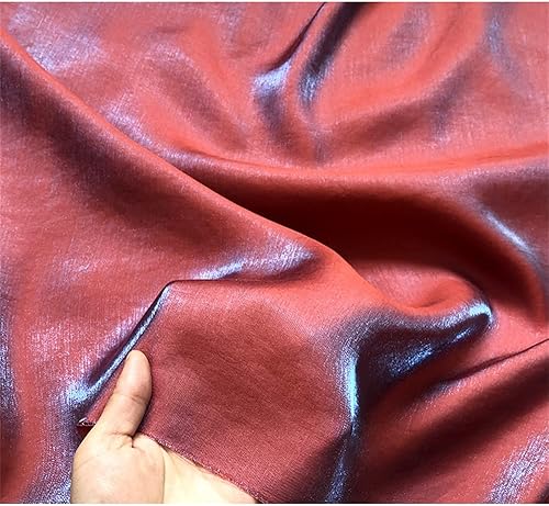 Miniatura 5 de Tela de mezcla de rayón de lino y seda de morera, ancho 59 pulgadas, tela brillante y a la moda, material para coser, corte por yarda (rojo y azul)