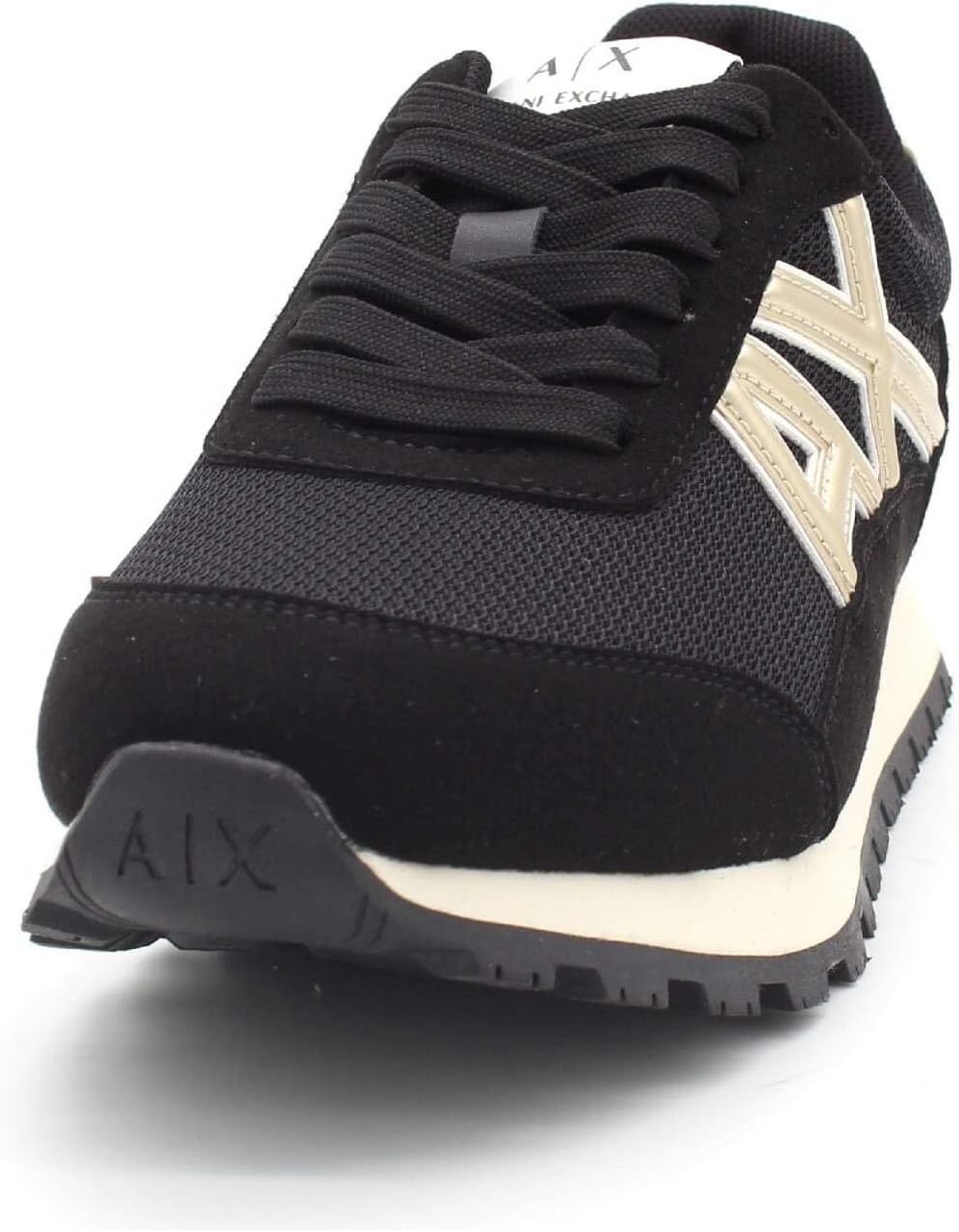 Armani Exchange Womens Microsuede Mesh Drop Sneaker