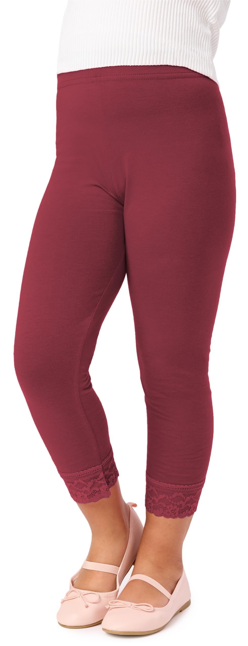 Merry Style 3/4 Leggings Mädchen aus Viskose bequeme Kurze Hose Mädchen mit Spitze MS10-293