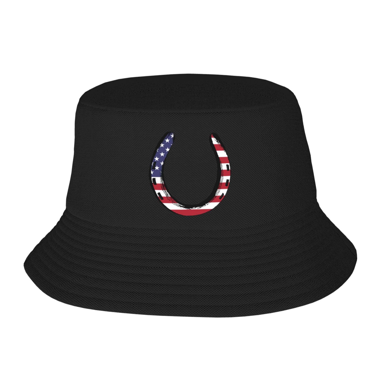 A Horseshoe Bucket Hat for Women Men Summer Travel Sun Beach Bucket Cap, Unisex Outdoor Fisherman Hats Black