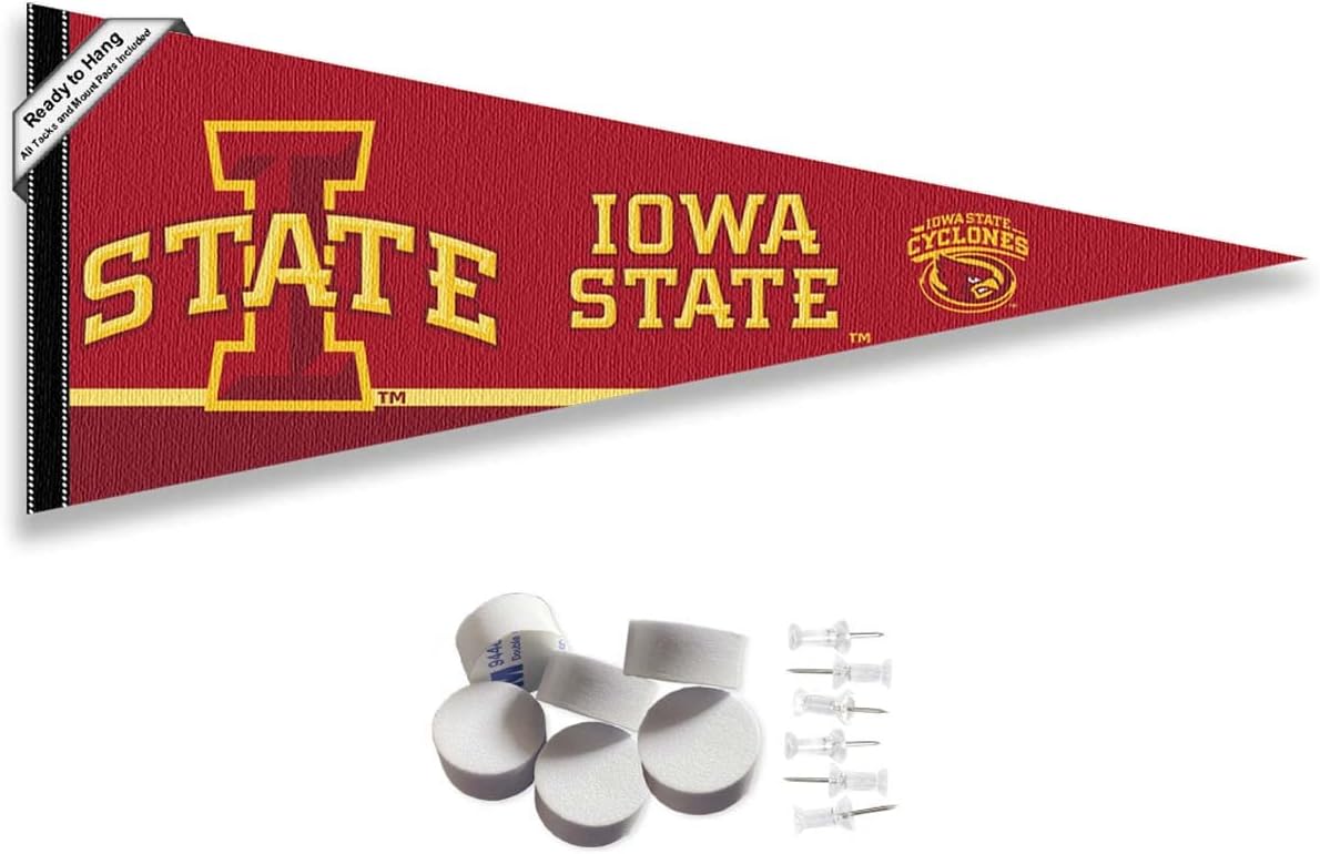 Iowa State Cyclones Pennant Flag and Wall Tack Mount Pads