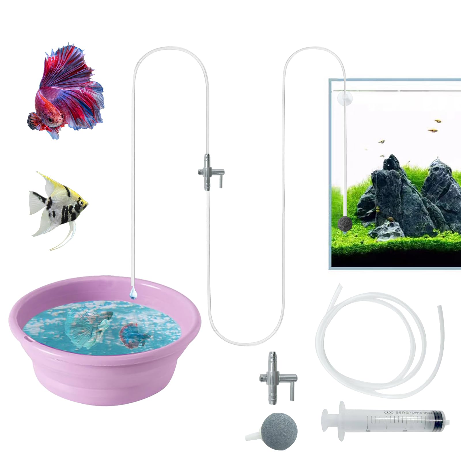 Drip Acclimation Kit for Saltwater Freshwater Aquariums, Fish Tanks Accessories, Safe Transition for Coral, Shrimp, Marine Fish, Plants