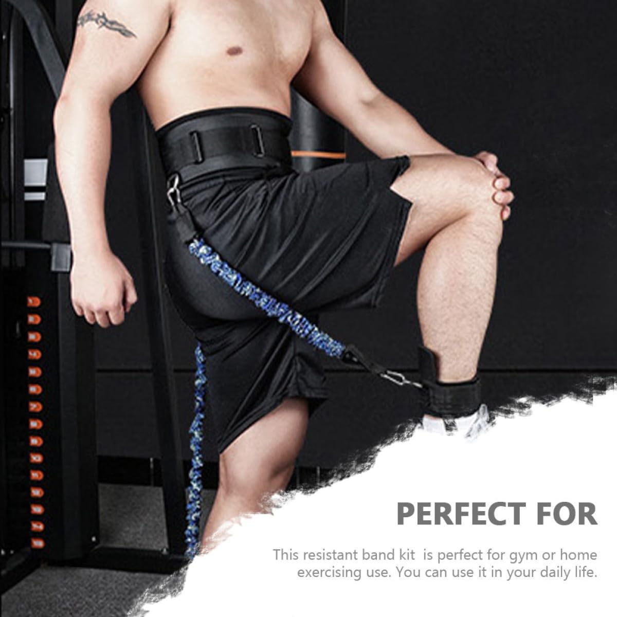 1 Satz Widerstandsband für Sprungtraining, Schwarz, Polyester Gummi