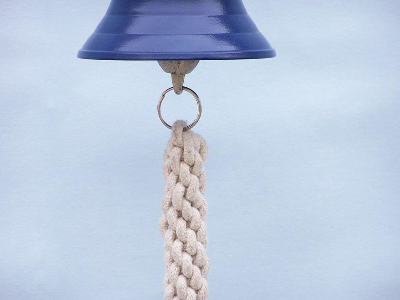 Hampton Nautical BL-2019-5-Blue Solid Brass Hanging Ship's Bell 6" - Blue Powder Coated - Nautical Decor - Nautical Home Decoration