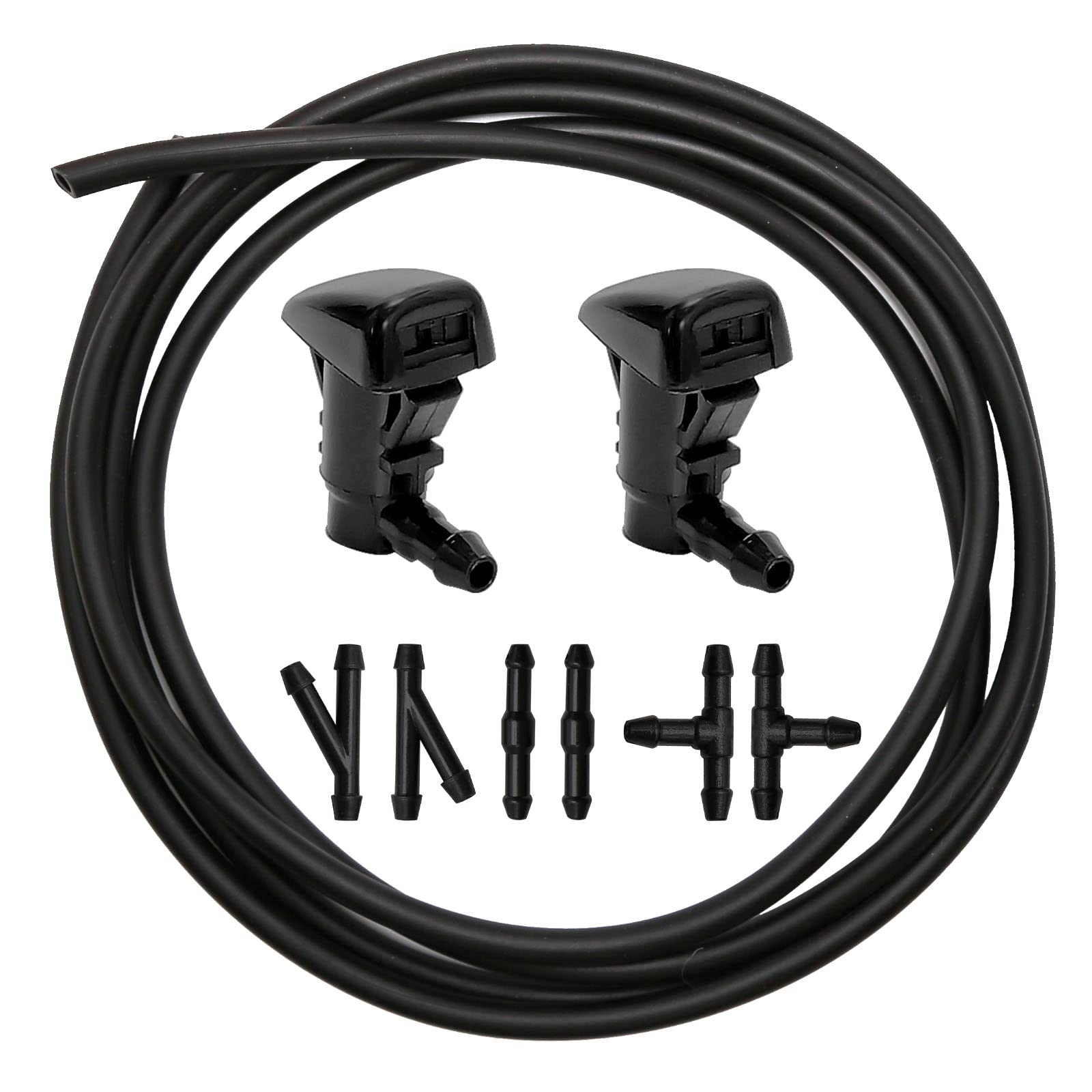 Saihisday Front Windshield Washer Nozzles Kit Replacement for Chrysler Dodge Jeep with Fluid Hose & Connector Nozzle for 68081370AB, 68102968AA, 5182327AA