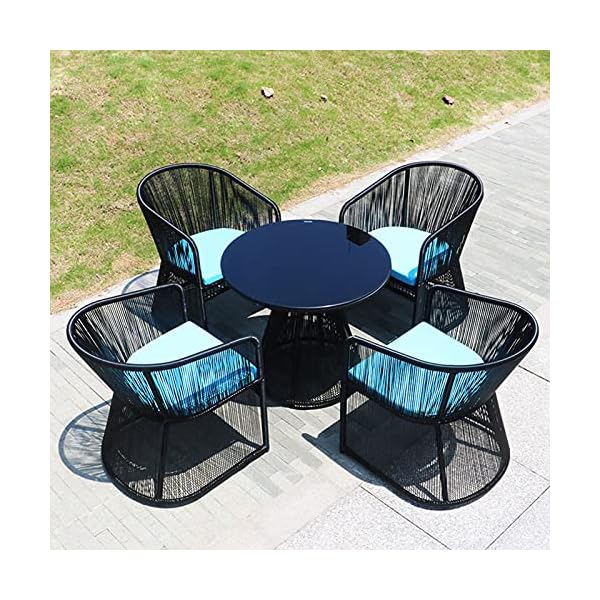 YTBLF 5 Piece Outdoor Garden Furniture Set Patio Rattan Dining Table Chairs Set - Patio Rattan Chair Creative Balcony Tables And Chairs Outdoor Furniture Rattan Tea Table - Image 4