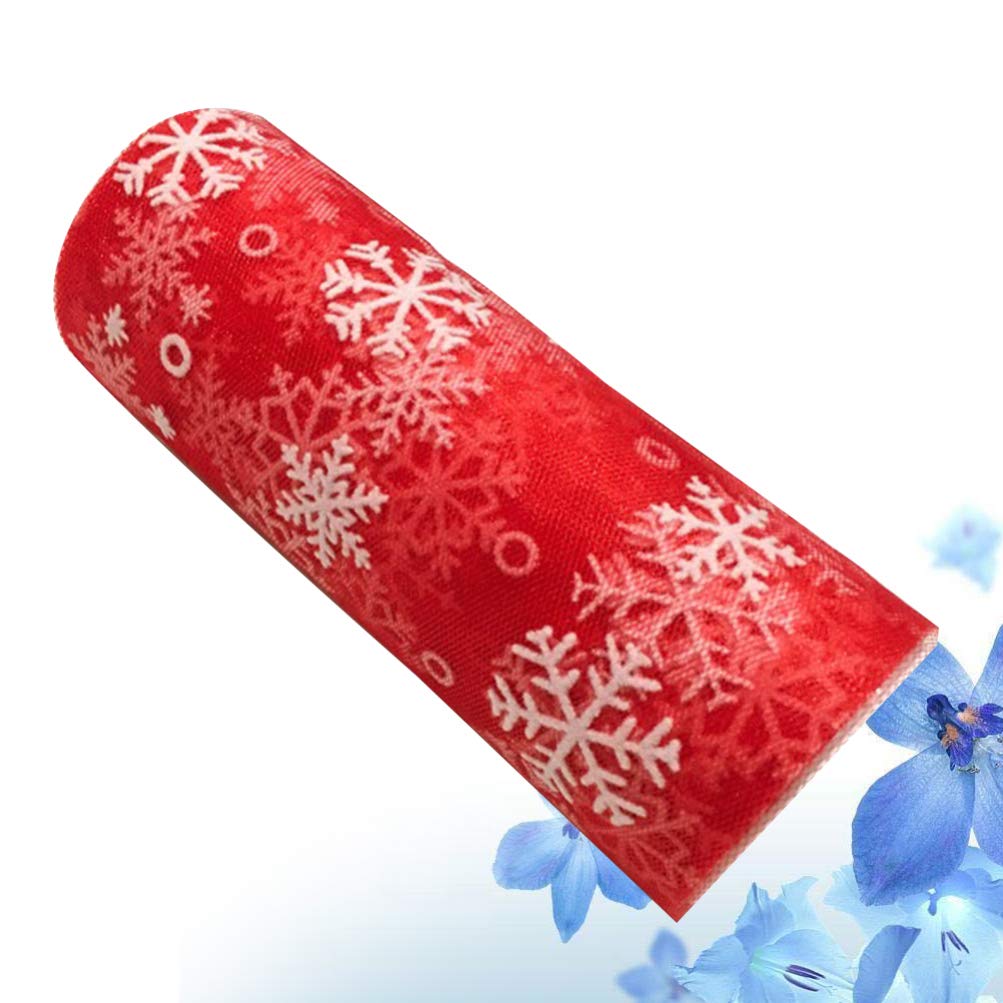 EXCEART Fiocchi di Neve Natalizi Rotoli di Tulle Poliestere Glitter Fiocco di Neve Garza Artigianale per Confezione Regalo Fai da Te Bomboniera Decorazione Natalizia (Rosso 15 Cm)