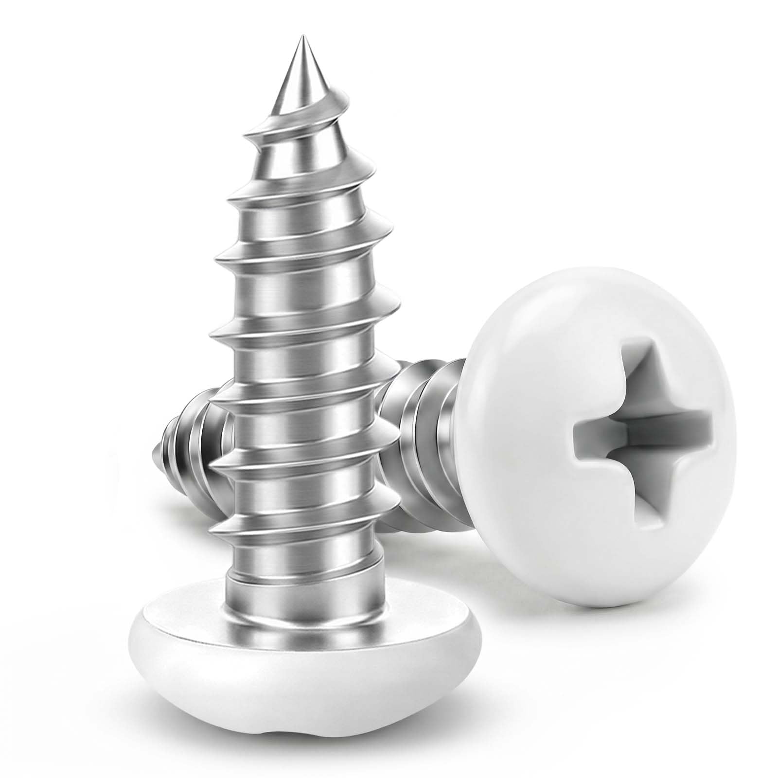 #4 x 1 Pan Head Wood Screws, Sheet Metal Screws Self Tapping Screws, Stainless Steel 18-8 (304), White Head, 100 PCS-picture-29