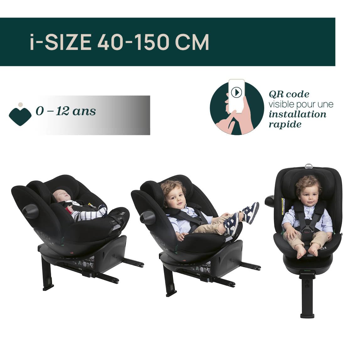 Chicco Everone I-Size, fotelik samochodowy z bazą ISOFIX, od 0 do 36 kg, od 40 do 150 cm, homologacja ECE R129/03, obrót 360° i odchylanie, grupa 0+/1/2/3, od 0 do 12 lat