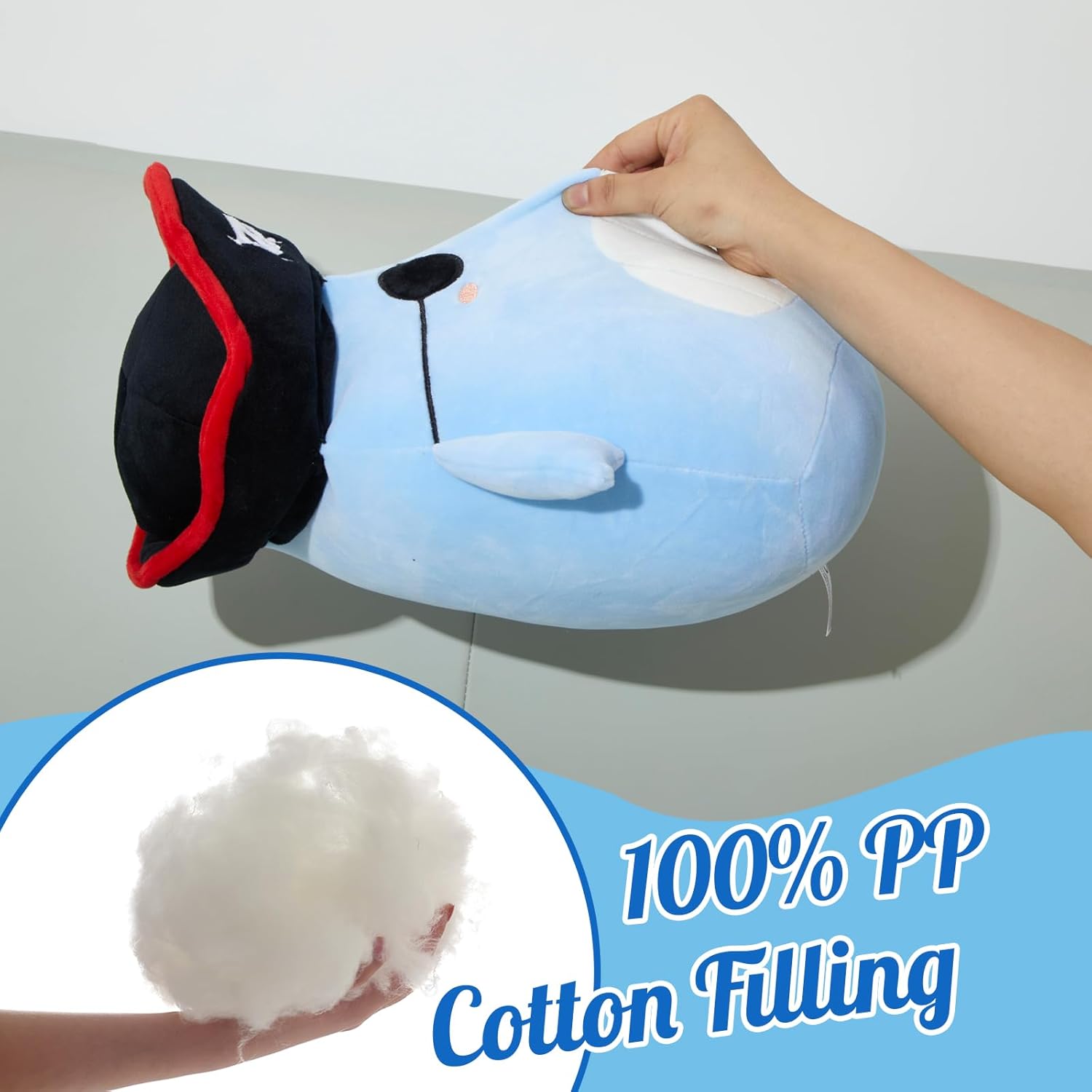 14” Pirate Whale Plush Pillow Stuffed Animals Original Plushie Cute Soft for Boys Girls - Image 4