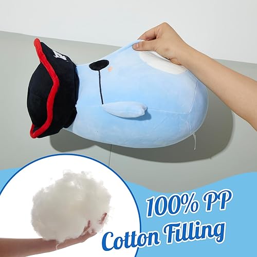 Miniatura 4 de CozyWorld Almohada de peluche de ballena pirata de 14" de animales de peluche originales, peluche lindo y suave para niños y niñas