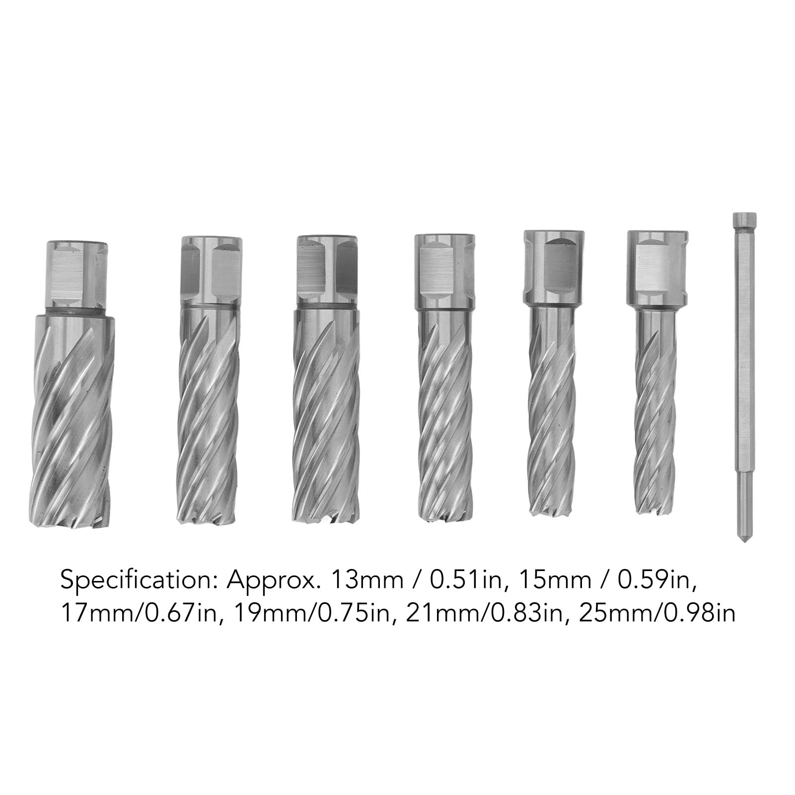 Agatige Annular Cutter Set, 7Pcs Annular Cutter 3 Flute Mag Drill Bit Carbide Steel Core Drill Bit Set Annular Cutter Set Rotabroach Cutter Kit for Metal Magnetic Drill Press