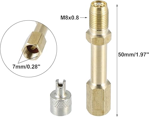 Miniatura 10 de X AUTOHAUX Adaptador de extensión de válvula de neumático automático de latón de 3.937 in3.94 pulgadas de largo, extensor de vástago de neumático de