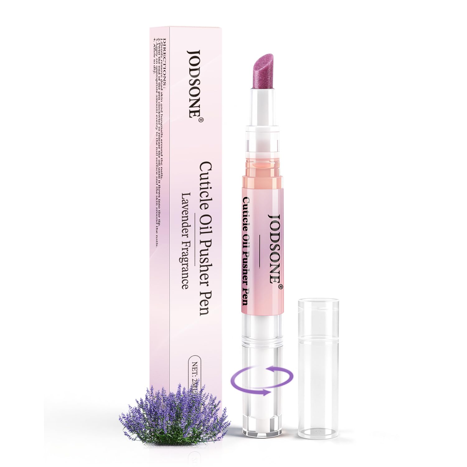 JODSONE Penna per Cuticole con Olio 2 ml, 2-in-1, Punta Inclinata a 45° per Pelle Aggredita e Cuticole Secche, Idrata, Rinforza, Dona Lucentezza, Profumo di Lavanda