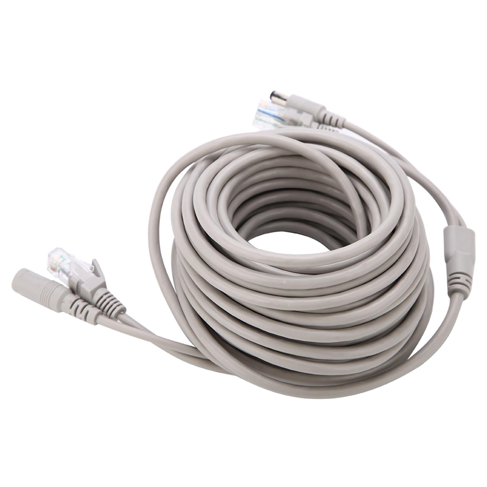 Câble de Surveillance RJ45 avec Alimentation DC, Compatible Caméras IP et Systèmes NVR, 10/100Mbps, pour Installation Intérieure et Extérieure