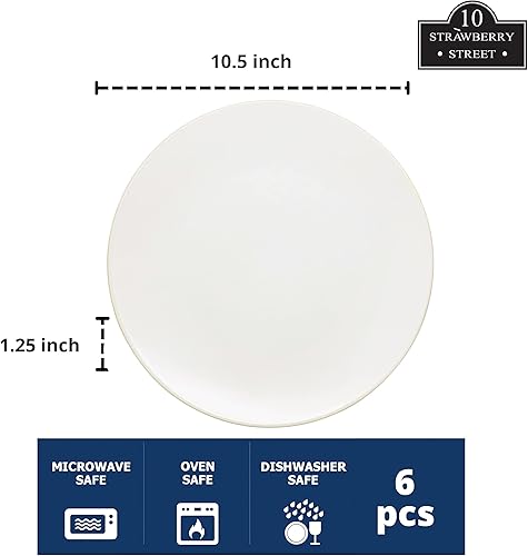 Miniatura 5 de 10 Strawberry Street Juego de 6 platos llanos de dos tonos Coupe de 10.5 pulgadas, color bronceado/blanco