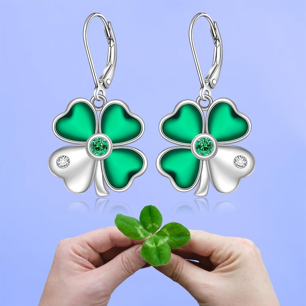 St Patricks Day Accessories Clover Earrings For Women Sterling Silver Shamrock Earrings Celtic Knot Dangle Jewelry Valentine Mothers Day Irish Shamrock Gifts - Image 9