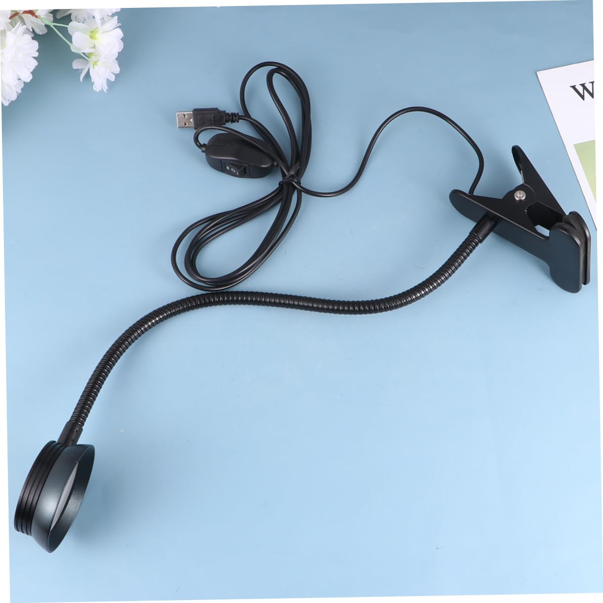 Lampada da Lettura LED Clip, 4w 6w, Collo Flessibile per Letto | Luce Usb, Regolazione a Due Livelli, Paralume Protettivo, Metallo Nero, Cavo Incluso
