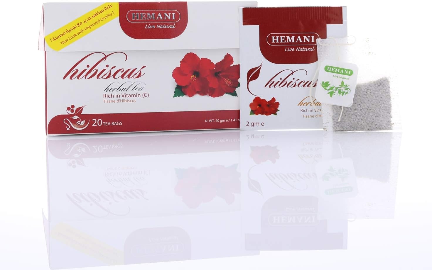 Hemani Hibiscus Herbal Tea 20 Bags, Rich In Vitamin C, Lowers Blood Pressure, Boosts Immune System, Improve Metabolism