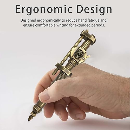 Miniatura 4 de Duffire EDC - Bolígrafo táctico de latón para hombres, bolígrafo de estilo mecánico con calavera retro, regalos creativos, herramientas de escritura