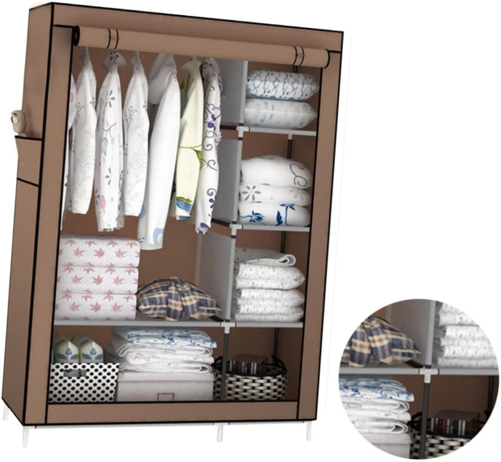 ABOOFAN Fabric Closet Storage Organizer Portable Hanging Closet Metal Tubes Joints Sturdy