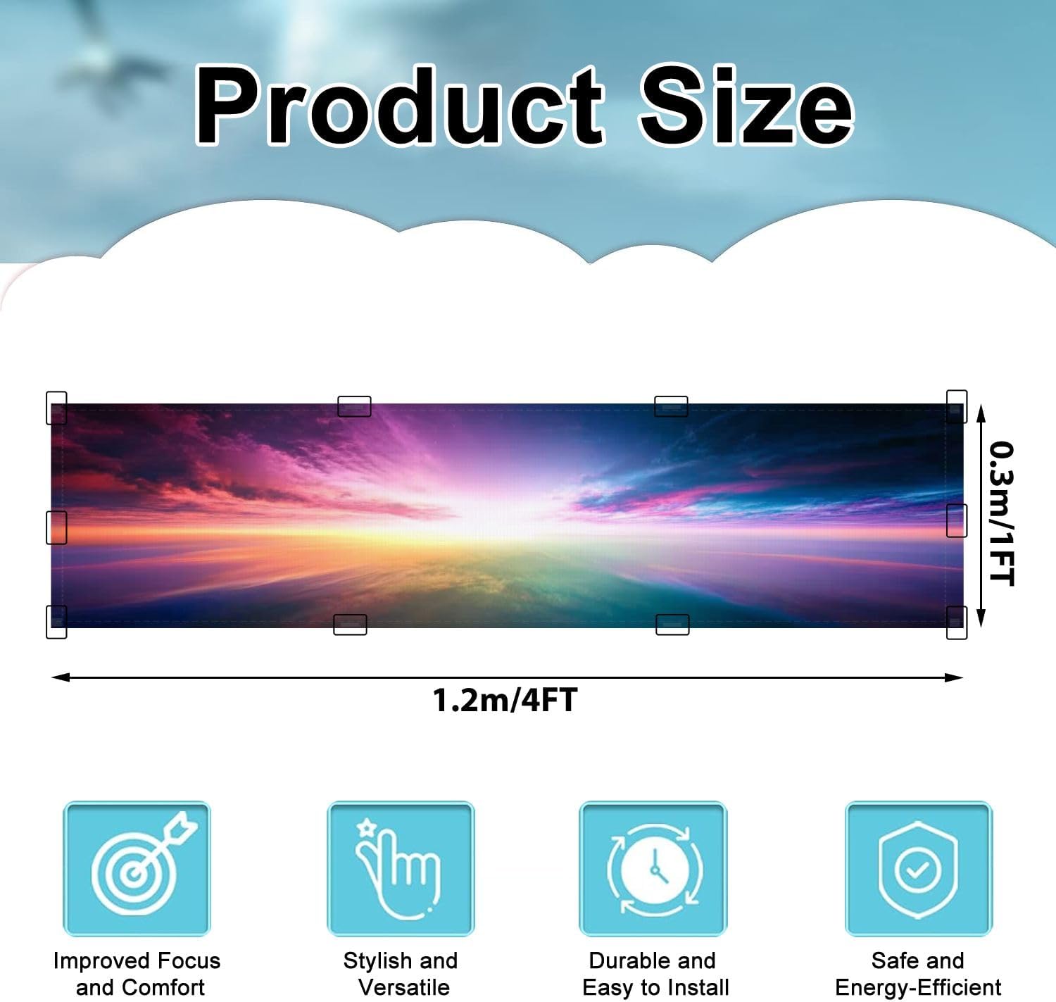 Fluorescent Light Covers for Ceiling Lights Sunset Flowers Easy to Install Magnetic Light Filter for Classroom Office Hospitals School Home Decor