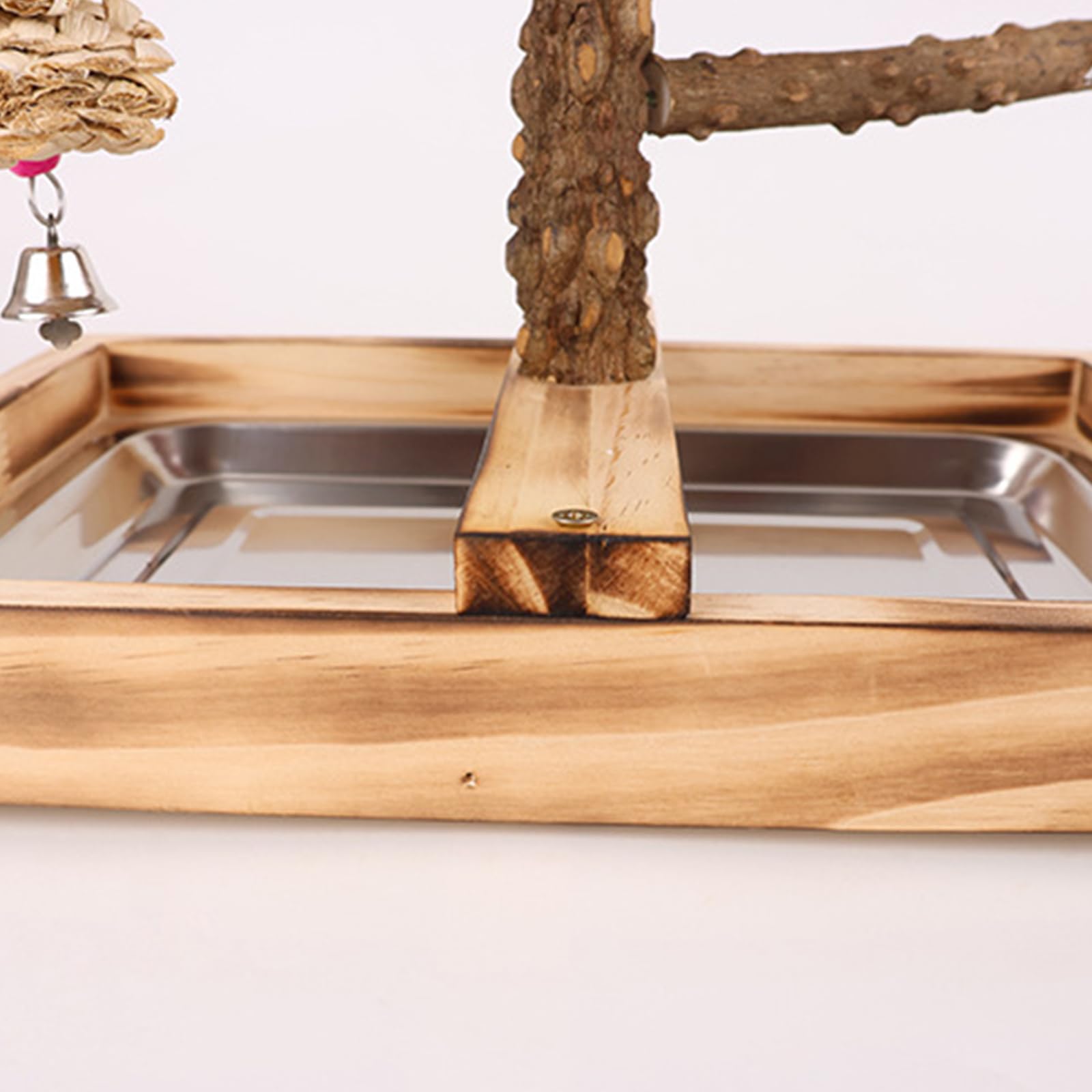 PANGBOER Vogelschaukel, Papageienkäfig Spielzeug, Holzschaukel mit Spielzeugtablett, Futterbecher, Training für kleine Vögel, Papageien, großer Spielständer
