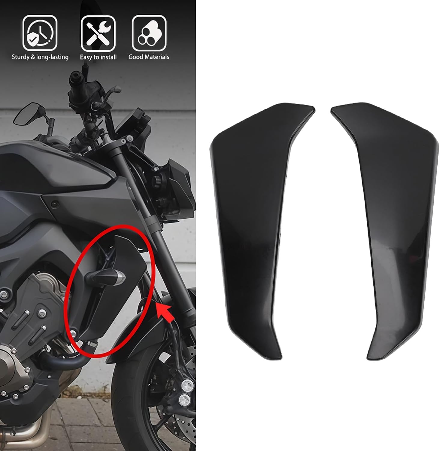 JTLB Radiator Side Cover Radiator Side Panel Cover Direct Replacement Protector Panel Protection placeholder with OEM Mounting Points for MT-09 2017-2020 (Black)